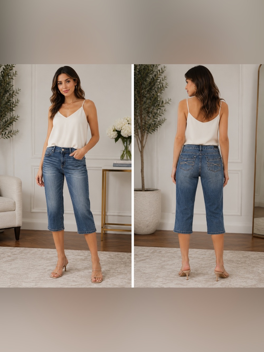 Arden B. Women’s Size 6 Cropped Capri Jeans Faded Medium Wash Denim (Size 6)